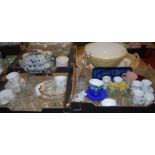 Five boxes of various mixed effects to include tea wares, tureen and cover, sundry glassware,