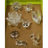 A collection of Swarovski crystal ornaments, to include hedgehog, toad, tortoise etc