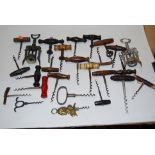 A large collection of assorted 19th century and later corkscrews