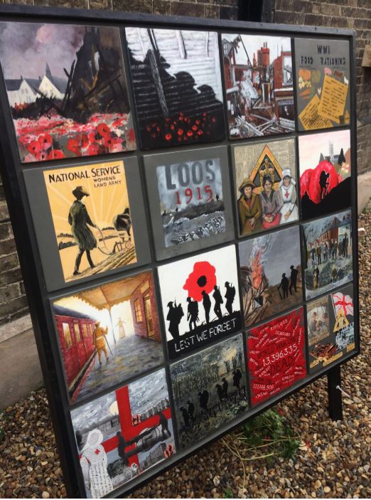 Bury St Edmunds WWI Centenary Art Trail panel pictures, two 4ft² display boards featuring 32 - Image 2 of 2