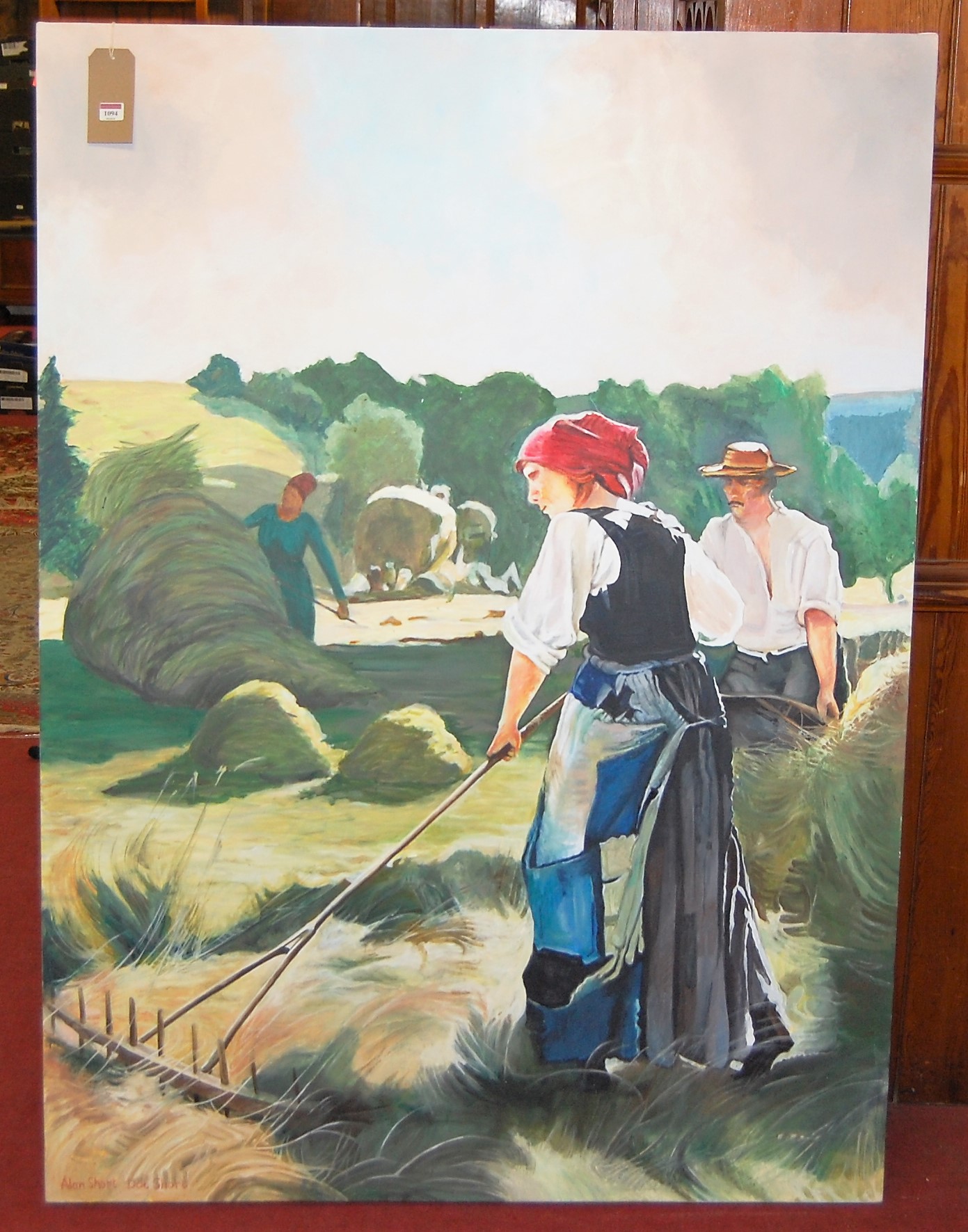 Alan Short and Dot Short - Harvest scene, acrylic on canvas, signed lower left, 155x114cm