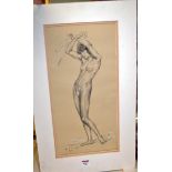 John Skelton - female nude, pencil, together with two other female nude pencil and white studies (