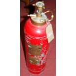 A mid-20th century painted galvanised metal fire extinguisher by 'The Fyrone Company Ltd, Violet