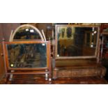 A 19th century mahogany and ebony strung swing dressing dressing table mirror, having two-drawer box