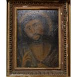 18th century school ? - study of Christ, oil on panel (varnished and with losses), 34x24cm