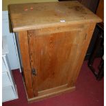 A Victorian pine single door side cupboard, width 66.5cm
