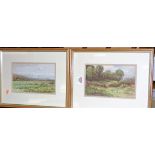 Assorted pictures and prints to include pair landscape watercolours