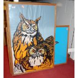 Reg Snook - owl study, colour wood block print, together with two others by the artist (3)