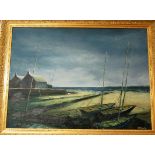 Cornell - Coastal scene with stormclouds gathering, oil on board, signed and dated '73 lower
