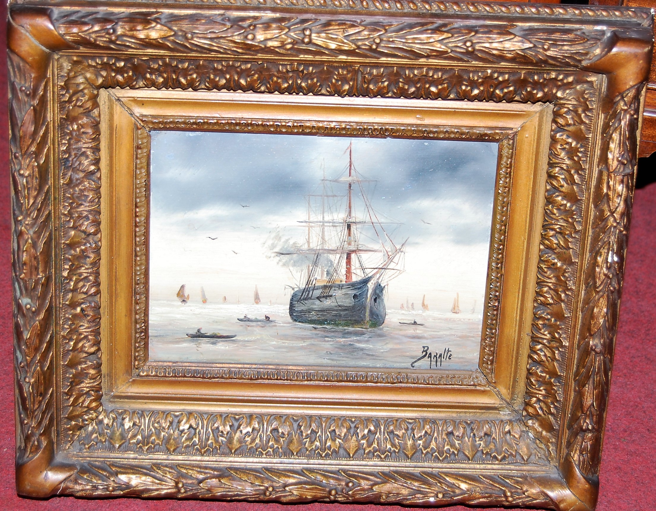 Baralte - Nautical scene, oil on panel, signed lower right, 15 x 21cm