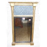 A 19th century gilt framed small pier mirror having pattered upper inset within fluted columns,