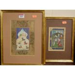 Indian school - a framed triptych gouache; together with two other Indian school gouache studies,
