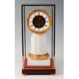 A late 19th century French white marble and gilt bronze mantel clock by Henri Marc of Paris,