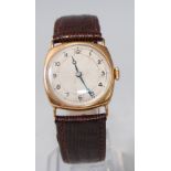 A gent's vintage Buren 9ct gold cased wristwatch, having manual wind lever movement, unsigned