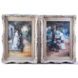 James Santley - Pair; Courtship scenes, oils on canvas, each signed lower left, 75 x 50cm
