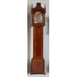 Kirkham of Holywell - a walnut longcase clock, the 11" arched brass dial having rocking ship