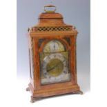Eardley Norton of London - an 18th century walnut cased bracket clock, the signed arched brass