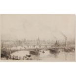 William Lionel Wyllie (1851-1931) - The Thames from Westminster, etching, signed in pencil to the