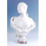 Henri Weigele (1858-1927) - Carved marble bust of a lady, wearing a shawl, her head turned to