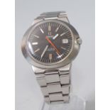 A gent's steel Omega Dynamic automatic bracelet watch, circa 1970, having two-tone black and