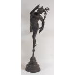 After G.M. Bologna - Mercury, bronze on stepped plinth, h.120cm