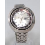 A gent's steel Lord Elgin automatic divers watch, circa 1970, the silvered dial with black