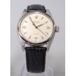 A gent's steel cased Rolex Oyster Precision manual wind wristwatch, circa 1952, having a signed