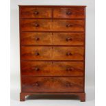 A mahogany chest of large proportions, mid-19th century and later, having two short and five long