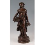 Hippolyte Moreau (1832-1927) - a large bronze allegorical figure of 'Autumn', modelled in standing