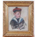 Circa 1900 French school - Half-length portrait of a boy wearing a beret, oil on canvas (with