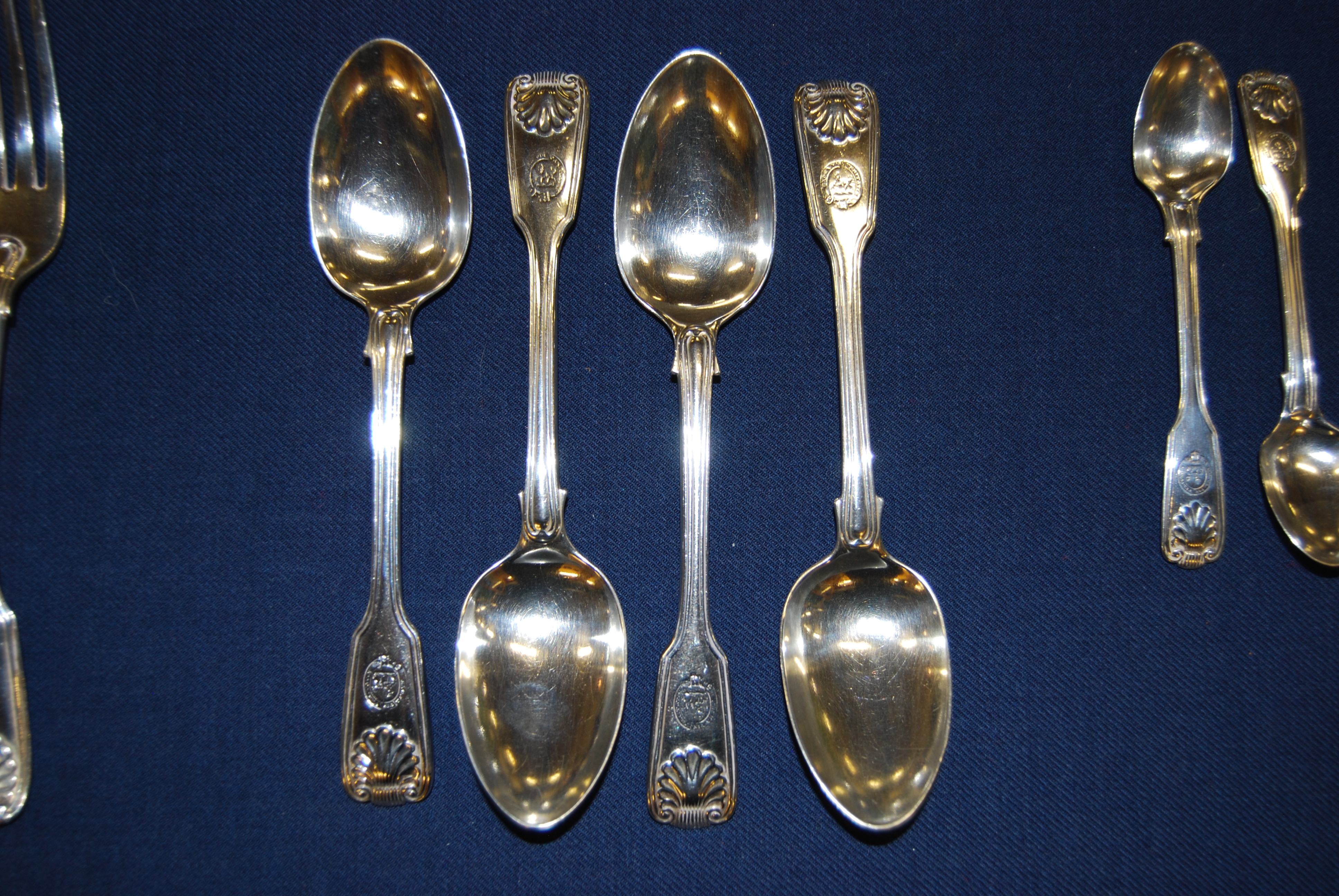An early Victorian silver part cutlery suite, in the Fiddle, Thread ...