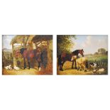 John Frederick Herring Snr (1795-1865) - Pair: Horses with ducks and goat, oil on panel, one