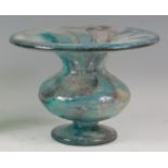 A mid-20th century heavy art glass vase, having cased and trailing colour decoration, with all-