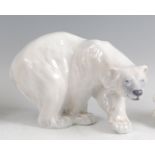 Royal Copenhagen - a porcelain model of a Polar Bear, in prowling pose, printed backstamp and