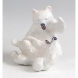 Royal Copenhagen - a glazed porcelain figure of two Polar Bears, in playful pose, printed