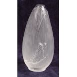 A contemporary Lalique frosted and moulded Coeur de Fleur vase, decorated with raised butterfly,