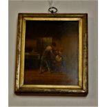 Dutch school, 19th century, interior scene, oil on board, 10 x 8cm