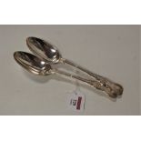 A pair of George III silver serving spoons, in the Kings pattern, 6.4oz