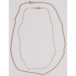 Two 18ct gold finelink necklaces, gross weight 4.8g