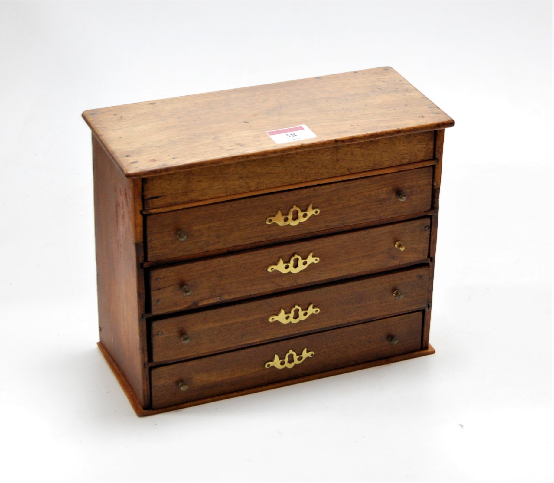 A mahogany apprentice piece chest of five long drawers, width 25cm