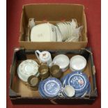 Two boxes of miscellaneous china to include Royal Doulton Lambeth ware part dinner service in the