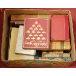 A box of miscellaneous books, to include 19th century and later leather bindings, works of