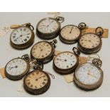 A quantity of gents nickel and base metal cased lever pocket watches largely being keyless open face