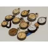 A collection of various ladies and gents nickel and base metal cased keyless pocket watches