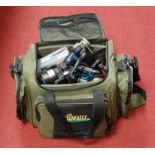 A small collection of mainly modern fishing tackle and equipment to include Carp Tec FD40 fixed