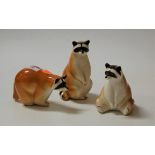 A Lomonosov Russian porcelain figure of a raccoon in seated pose, having printed mark verso, h.14cm;
