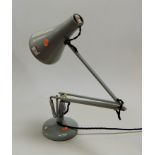 A Herbert Terry grey painted angle poise desk lamp