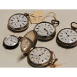 Four various gents silver cased keywind pocket watches to include one full hunter, all with engine