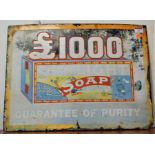 An early 20th century Sunlight Soap enamelled advertising sign 38x51cm