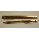 A Schafer fountain pen, having 14ct gold nib and gold electroplated case; together with a matching